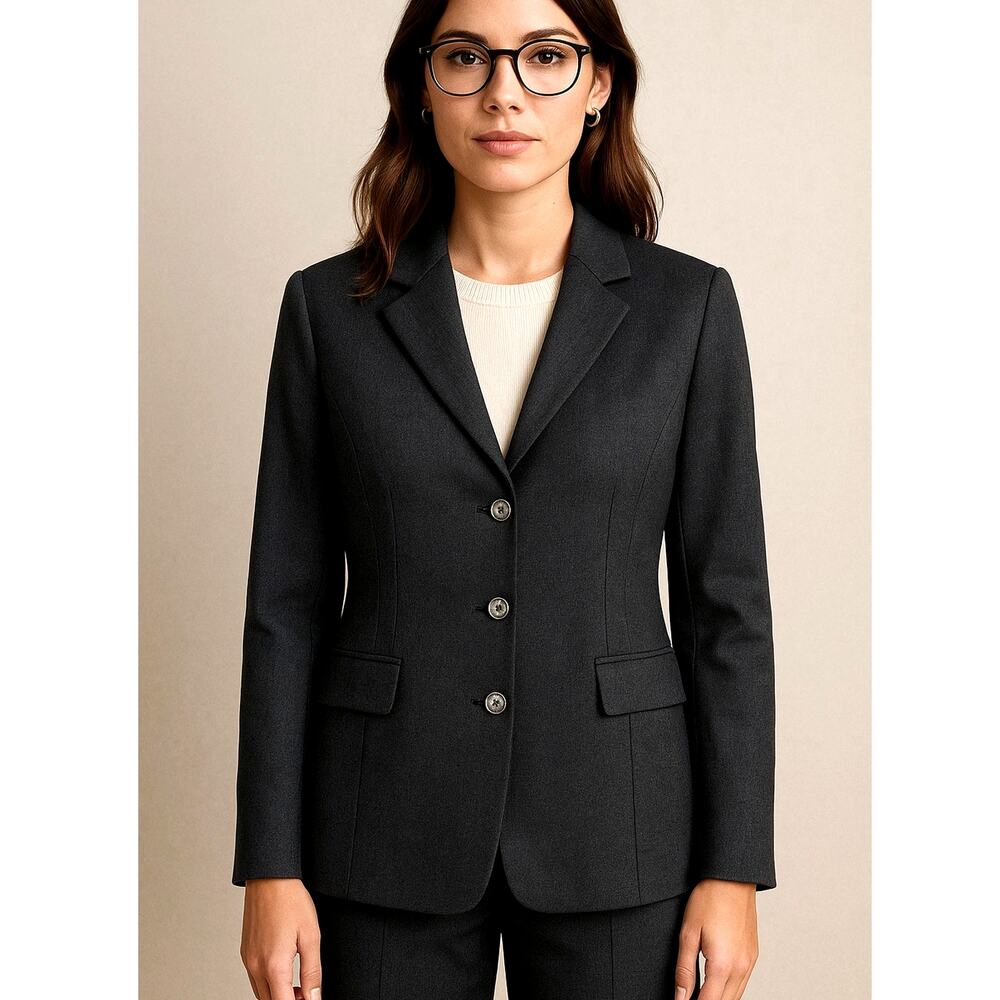 Banana Republic 2 Italian $298 Stretch WOOL Blazer 3 Button Jacket Dark Gray EUC - Picture 1 of 7
